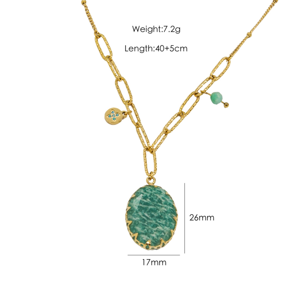 1 Piece Quantity Simple Style Classic Style Geometric Natural Stone Titanium Steel Pendant Necklace In Bulk