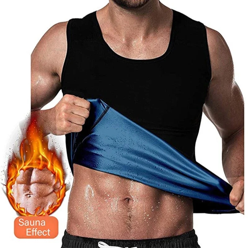 Amazon Men's Sports Fitness Body Shaper Running Sweat-wicking Tunic European and American Sweat Body Shaper Sauna Vest