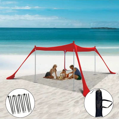 Avtomobil yan çətirləri, Cross-border Beach Lycra Canopy - new-style-red-4-iron-rods-200160150cm