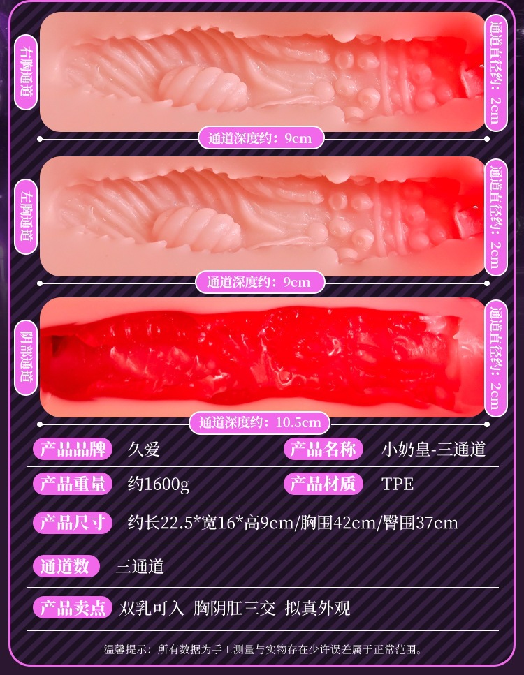 Jiuai Male Masturbation Device Half-Body Torso Doll with Four Channels, TPE, Manual Use — detail image 18