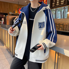 青少年连帽开衫卫衣男孩春秋季初高中学生宽松大码百搭棒球服外套