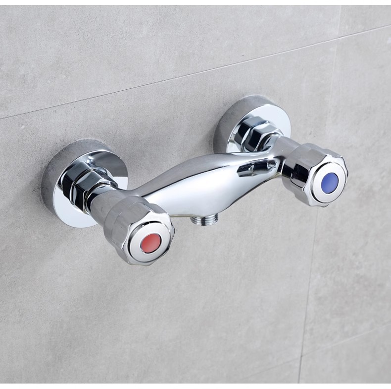 Double-switch shower head faucet, bathroom bathtub faucet, cold and hot fine copper double-handle double-control wall-mounted mixing valve undefined
