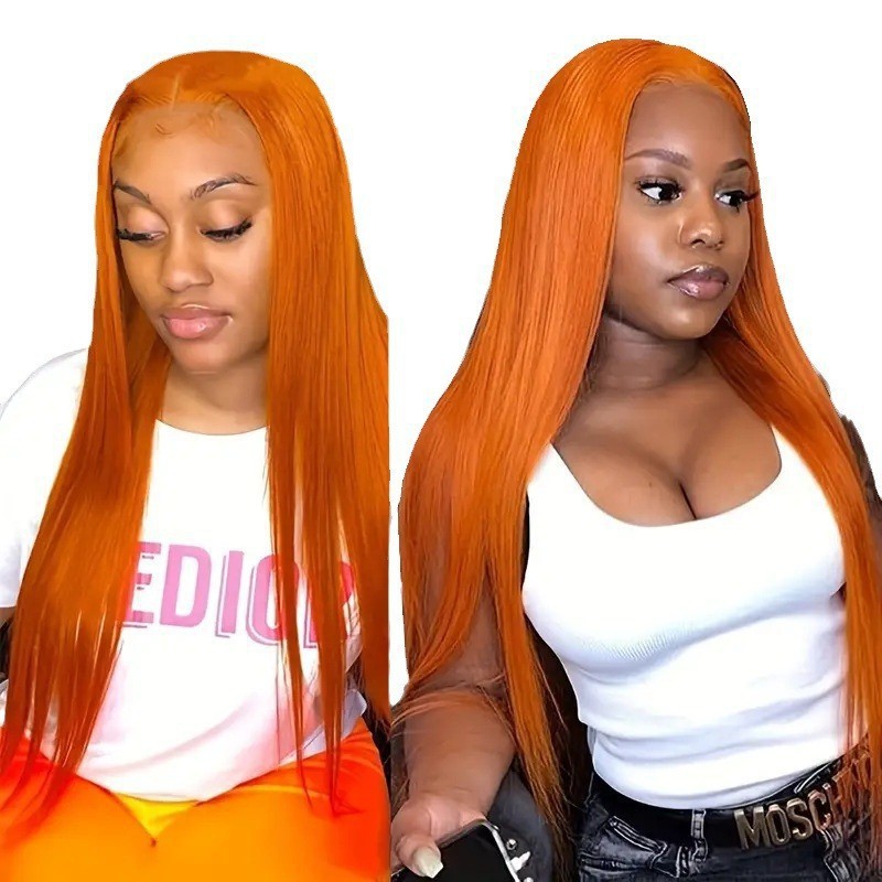 European American Style Long Straight Hair Wig Full Head with Lace Detailing Center Parted Synthetic Clip-in Fashion Highlighted_voghion.com