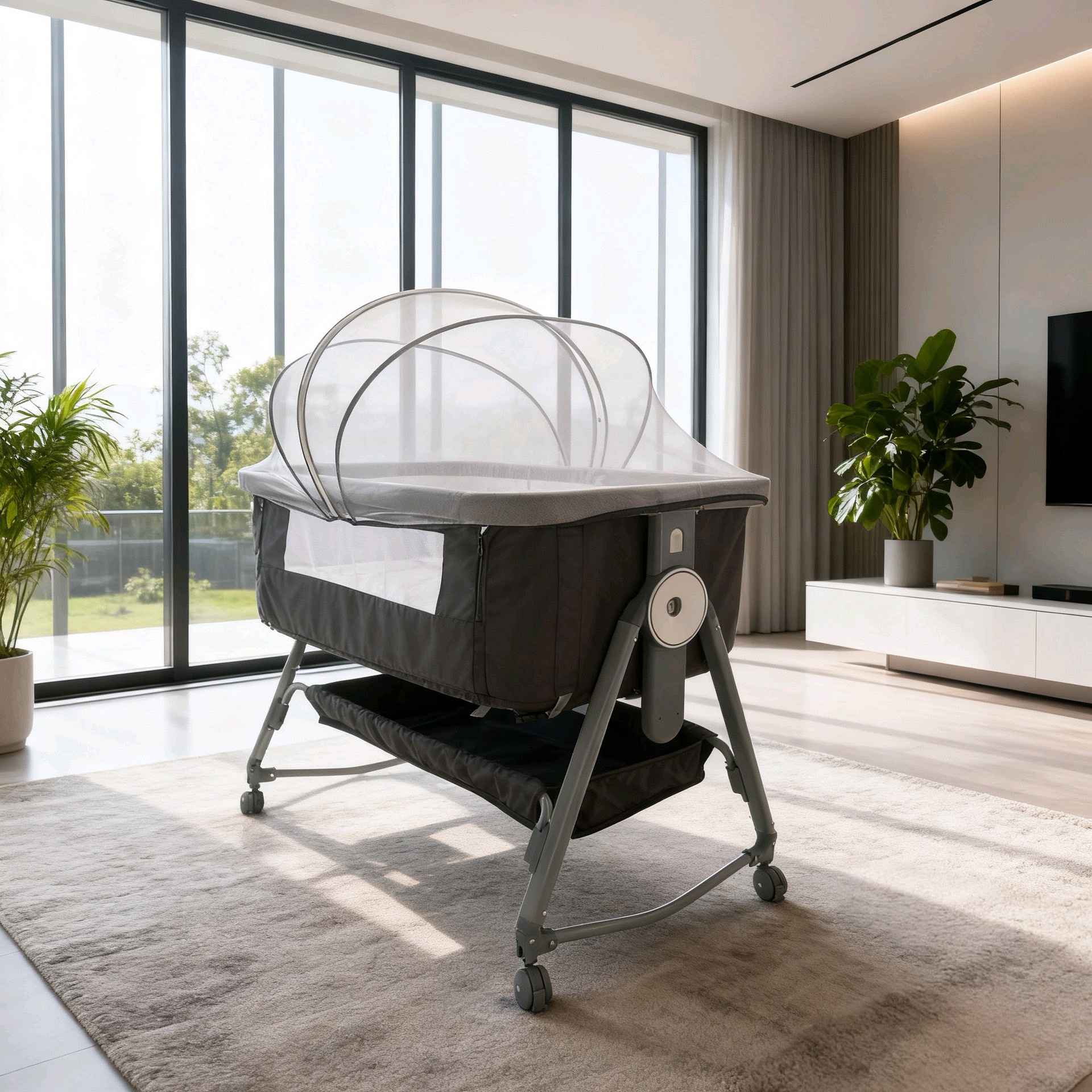 Crib Baby Bed Home Removable Portable Cradle Bed Multi-Functional Foldable Newborn Splicing Large Bed