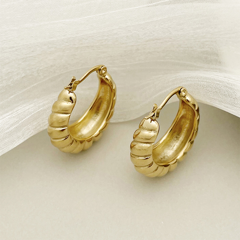 Retro Geometric Stainless Steel Plating Earrings 1 Pair