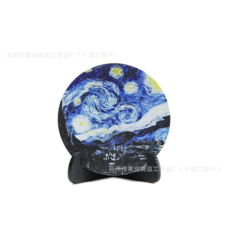 梵高油画圆形冰箱贴文创旅游景点工艺品来图定桌面摆件圆形冰箱贴|undefined