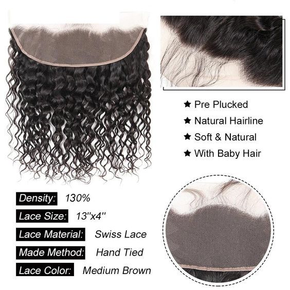 13*4 water wave HD Transparent lace huamn hair frontal closu