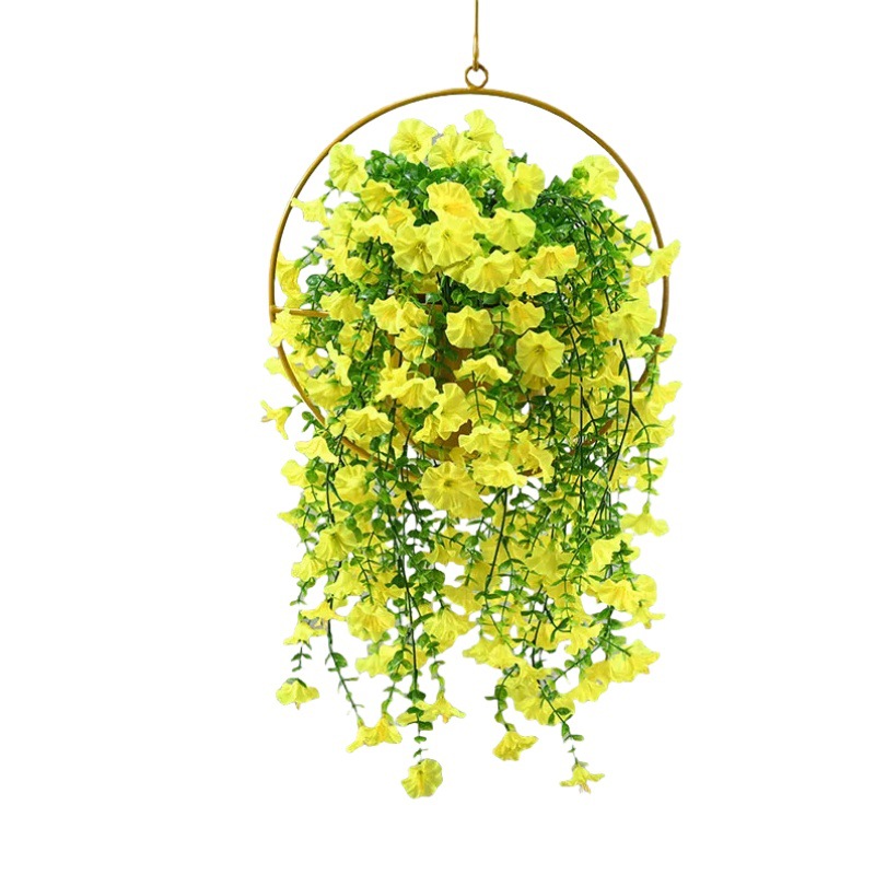 Simulación transfronteriza de Amazon flor de trompeta de 45 ojos flor falsa flor artificial colgante de pared decoración del hogar interior y exterior gloria de la mañana