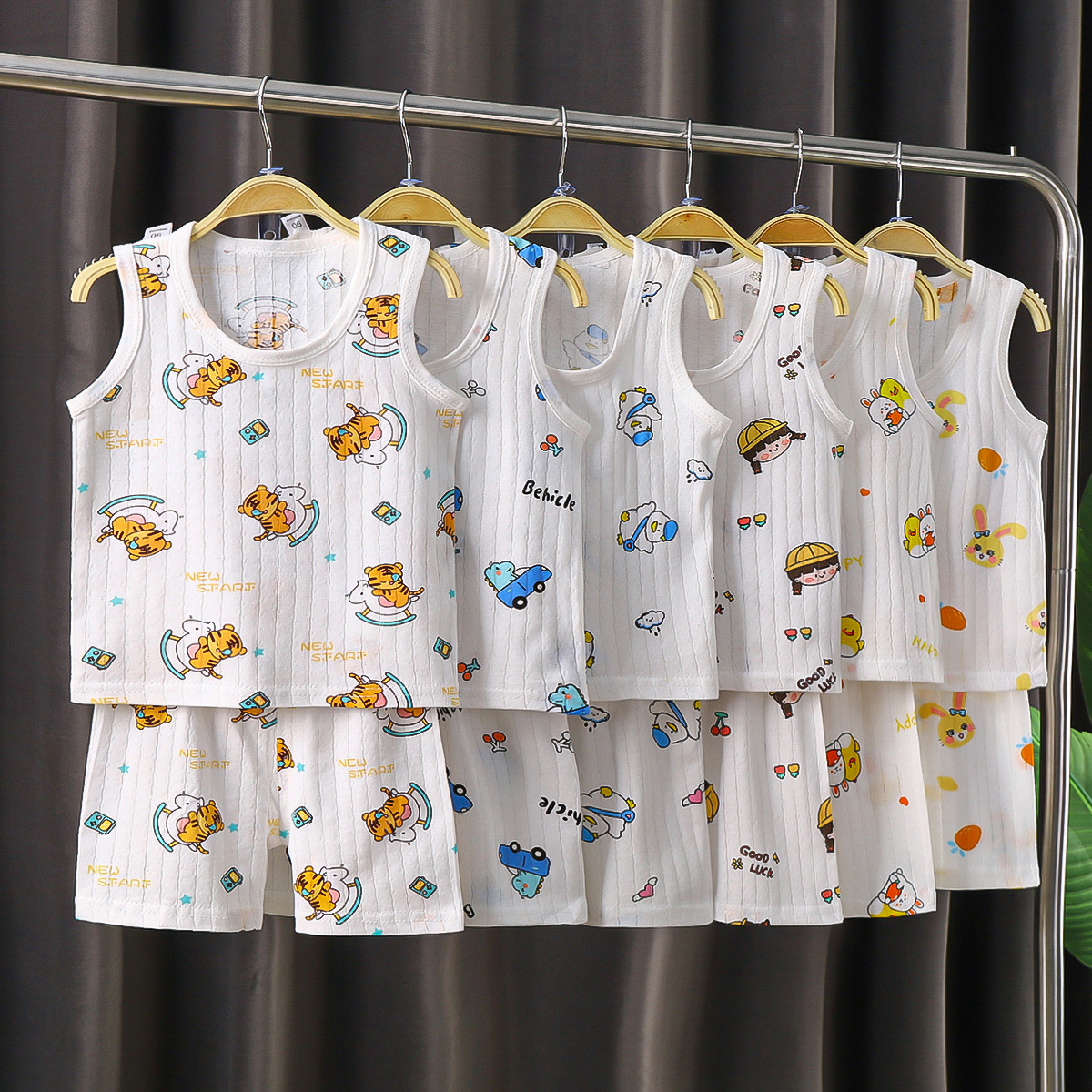 2024 nuevos niños chaleco traje de verano algodón niños sin mangas niñas pantalones cortos ropa de algodón traje de bebé