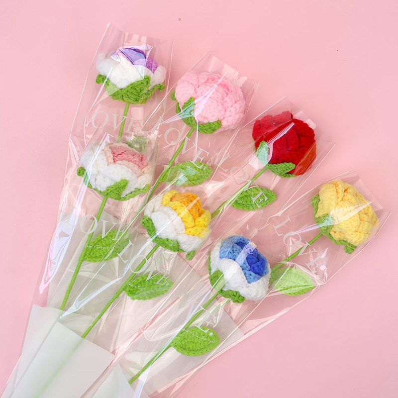手工钩织仿真花束多彩毛线编织郁金香花枝创意装饰送女友闺蜜礼物|undefined
