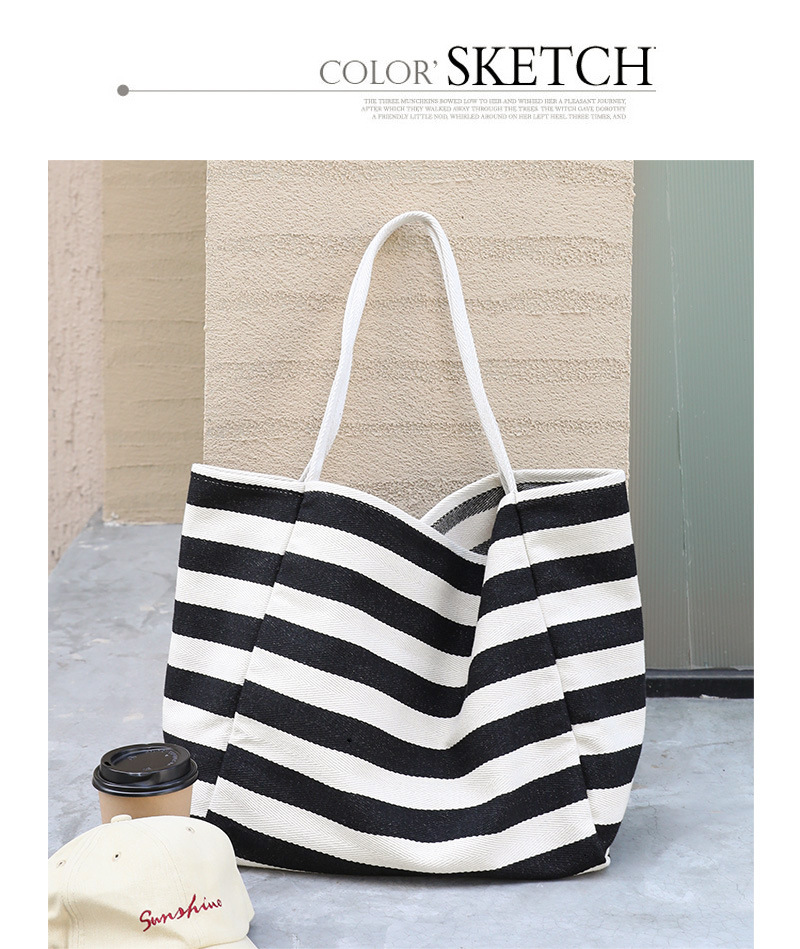 Women's Large Canvas Stripe Streetwear Open Canvas Bag display picture 15