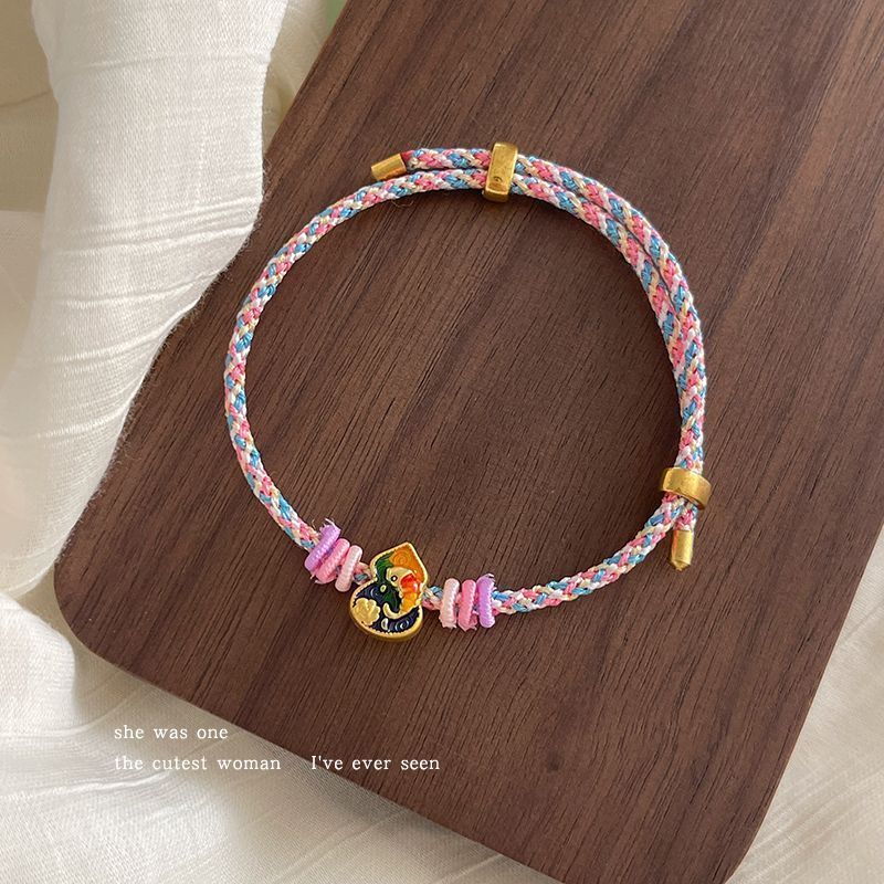 Festival del Barco del Dragón tejido a mano goteando calabaza de flores de aceite pulsera de calabaza de árbol ligera de lujo pulsera de nicho estilo nacional joyas