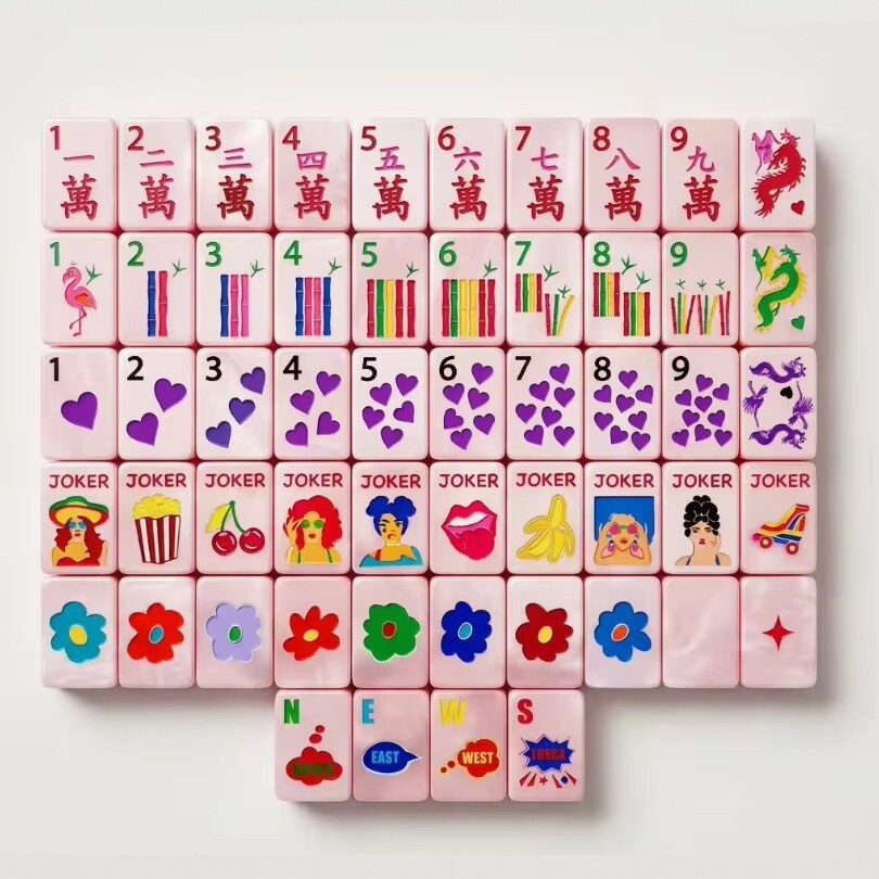 (24-hour ready-to-ship) American Mahjong Entertainment Mahjong Single-Layer Pink Pearl Shell Transparent Acrylic