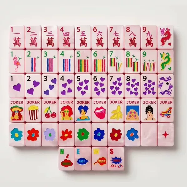 (24-hour ready-to-ship) American Mahjong Entertainment Mahjong Single-Layer Pink Pearl Shell Transparent Acrylic