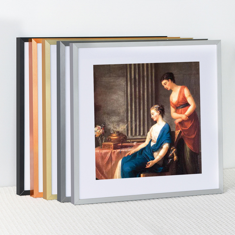 Simple Thin Narrow Edge Square Aluminum Alloy Photo Frame Wall Frame Calligraph Painting Cross Stitch Diamond Frame Puzzle poster frame