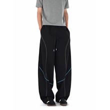 白花灰美式弯刀卫裤男款秋季哈苏线运动直筒裤子阔腿宽松休闲长裤