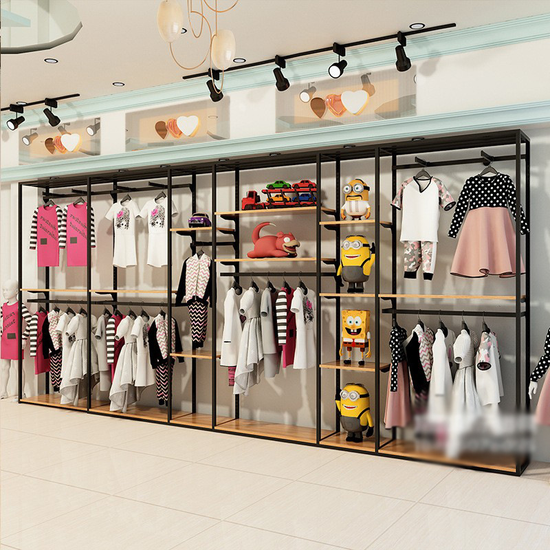 Tienda de ropa para niños creativos estante de exhibición de ropa stand gabinete de exhibición de piso exhibición de ventas maternal e infantil comprar estante de ropa para niños
