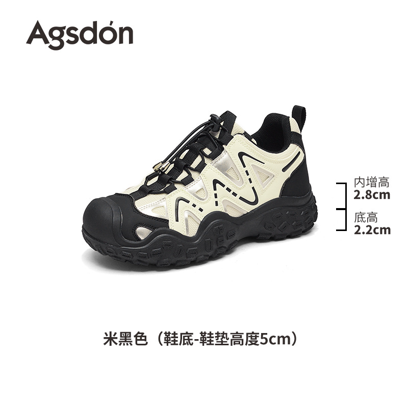 Augu Shi Deng zapatos de base gruesa para padres y mujeres 2026 nuevos zapatos deportivos de senderismo de lana de primavera zapatos de correr casuales ligeros