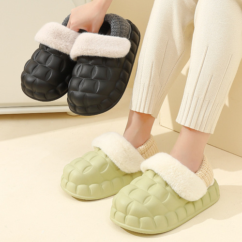 Removable cotton slippers for women's home winter couple indoor bag heel warm non-slip waterproof cotton shoes men's outer wear wholesale