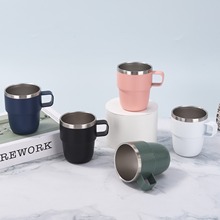 高颜值创意马克杯304不锈钢双层真空保温杯简约家用办公咖啡杯