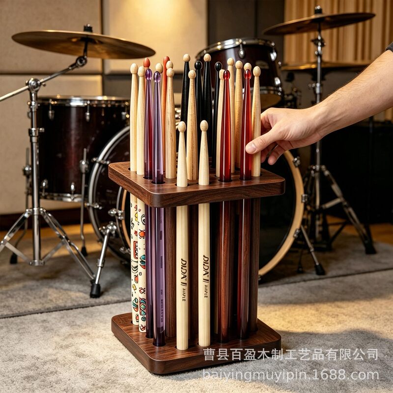 Wooden drumstick storage rack, multi-compartment musical instrument drumstick display stand, floor-standing drumstick organizer Wooden drumstick storage rack, multi-compartment musical instrument drumstick display stand, floor-standing drumstick organizer