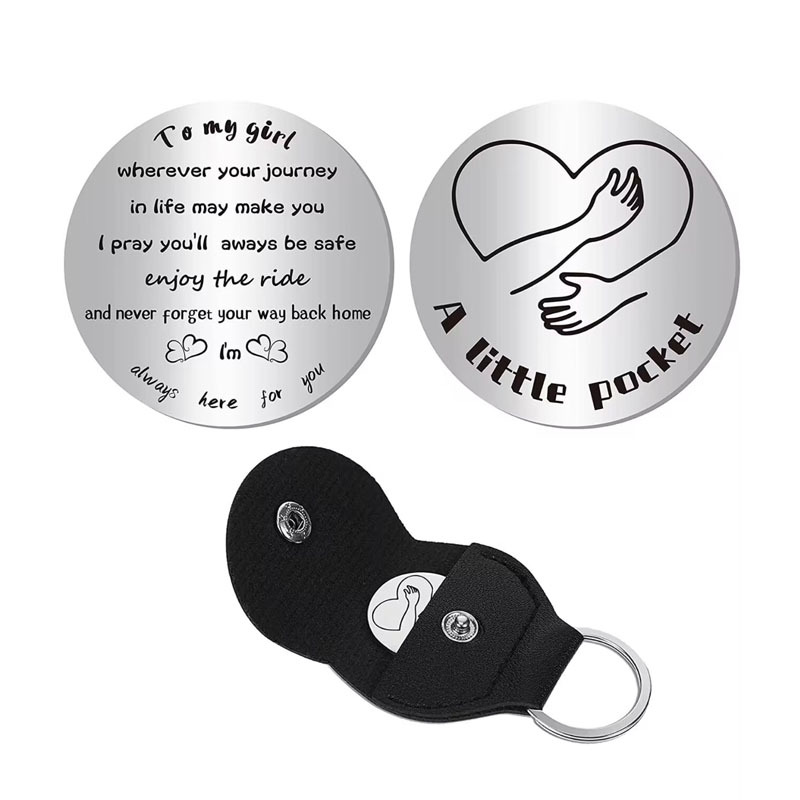 Un poco de bolsillo abrazo de bolsillo Hug token llavero de acero inoxidable familia amigo regalo