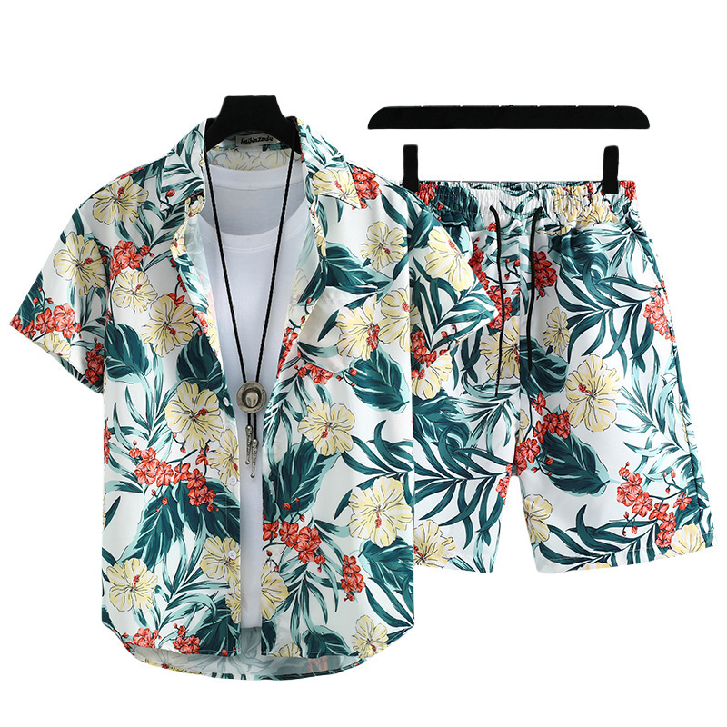 Completo camicia e pantaloncini floreali vintage per mare_voghion.com