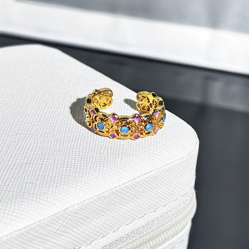 5g Weight Rings Classification 1 Piece Quantity Holiday, Daily Occasion Copper Material Flower Pattern All Seasons Season Women's Gender Enamel Design Vacation, Simple Style Style Wholesale Jewelry Vacation Simple Style Flower Copper Enamel Rings 11