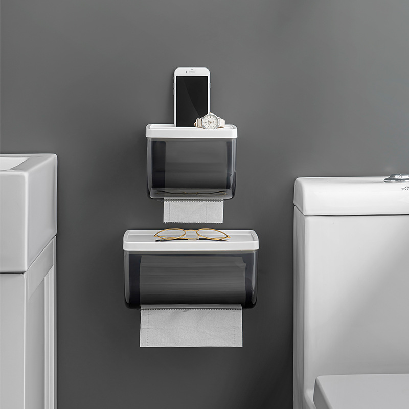 Caja de pañuelos higiénicos ponche libre montado en la pared rollo de papel titular creativo inodoro impermeable caja de pañuelos rack de almacenamiento