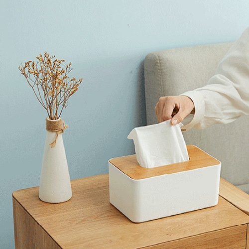 Wooden lid minimalist paper towel holder for home living room tissue box, restaurant hotel napkin paper storage box, advertising gift logo