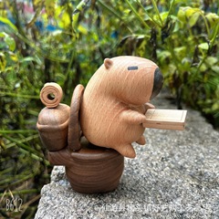 Kapibala トイレ無垢材彫刻磁気吸引かわいいクリエイティブ減圧おもちゃブナ材 iPad 家の装飾品卸売