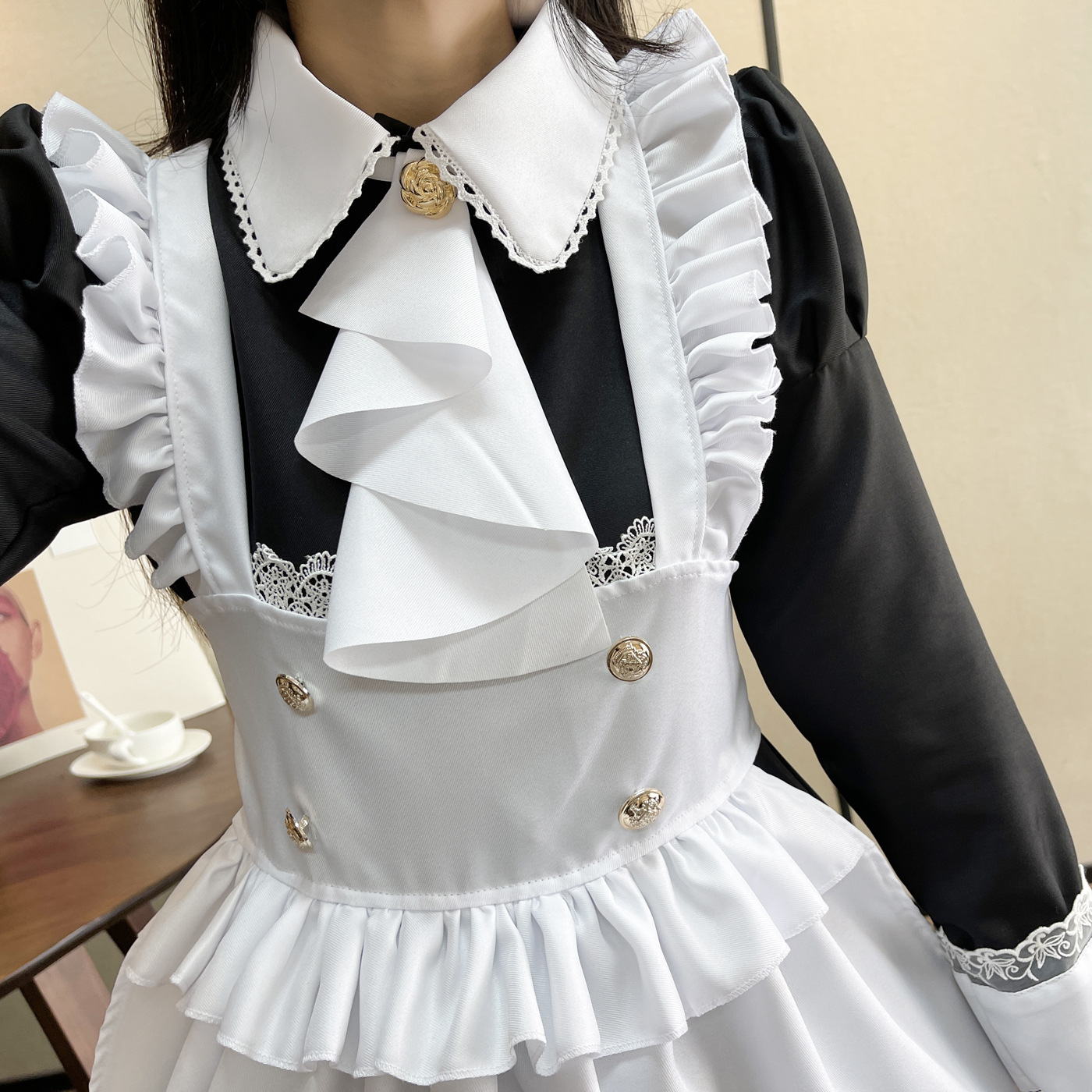 黑白lolita哥特风女仆装 cosplay服装洛丽塔洋装 女装大佬连衣裙-阿里巴巴