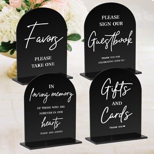 Caifan Acrylic Wedding Sign Arch Wedding Decoration for Ceremony and Reception Table Guest Book with Stand