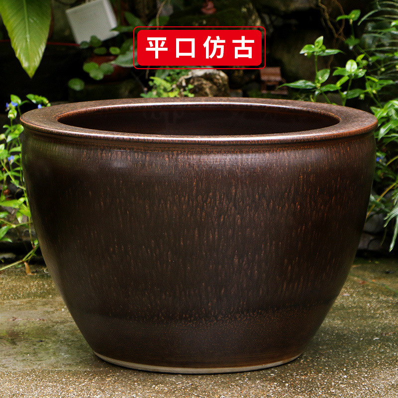 古法生态土陶瓷养金鱼缸荷花睡莲池老旧式阳台室户外庭院大号水缸|undefined