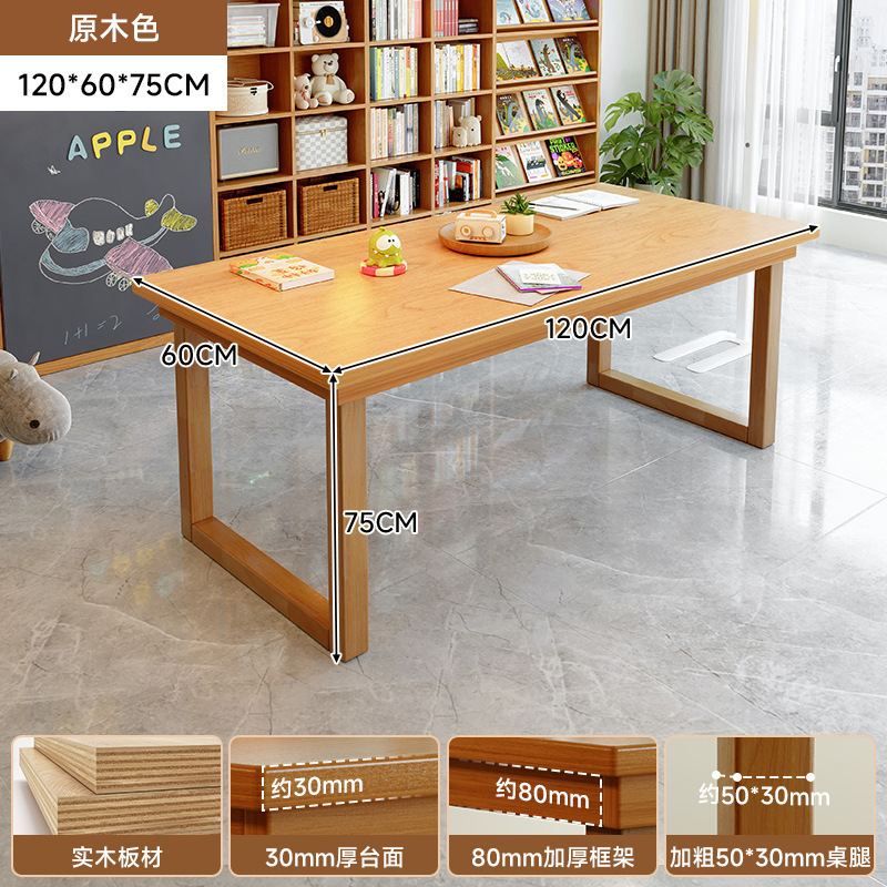 Mesa de escritorio de madera maciza para la sala de estar, escritorio largo, escritorio de lectura, escritorio de estudio, escritorio de computadora de barra larga para dos personas