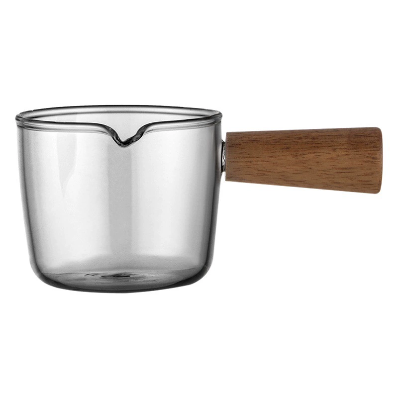 Высокое Боросиликатное Стекло Молоко мини деревянная ручка маленькая чашка молока эспрессо добыча чашка западный ресторан сок ведро