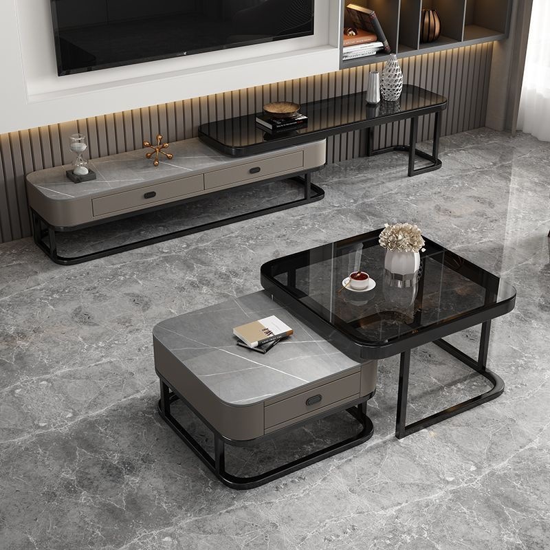Coffee table for reception, home use in the living room, light luxury rock slab, small apartment, modern minimalist, trendy TV cabinet and coffee table set