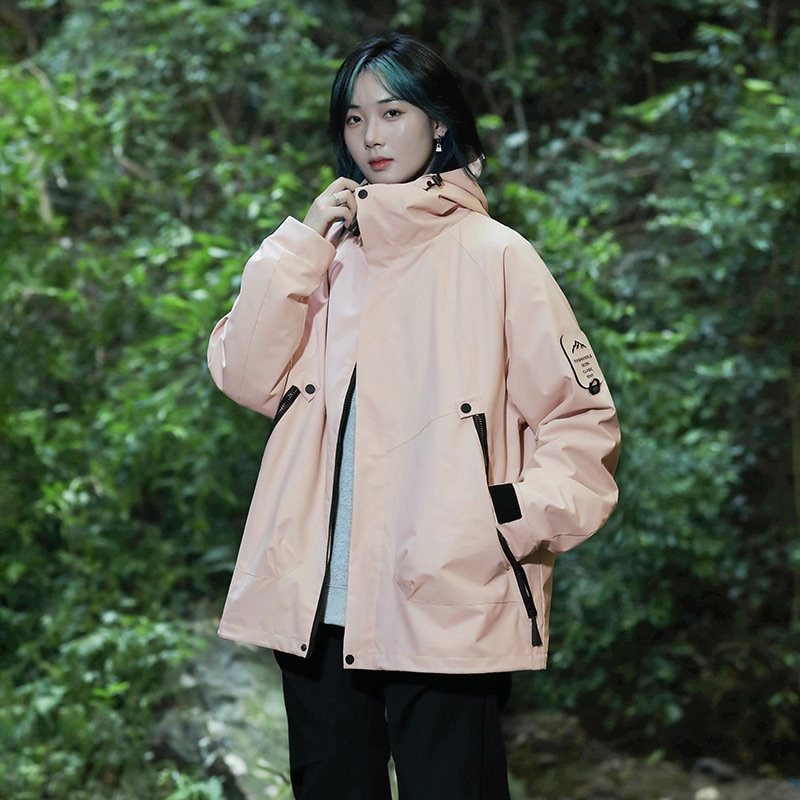 山系户外冲锋衣男防风防泼水两件套加绒加厚登山服女夹克连帽外套|undefined