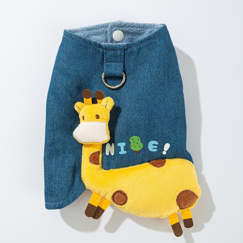 【10% off先行販売】ペット犬服秋冬新作立体鹿かわいいデニム牽引ベスト猫服|undefined