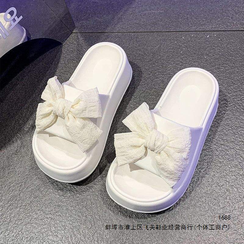 Fairy-Style Bowknot Slippers with a Stepping-On-Clouds Feel for Women, Summer Outdoor Wear, Trendy Fashion, Height-Increasing Thick Sole, Non-Slip Slide Sandals Fairy-Style Bowknot Slippers with a Stepping-On-Clouds Feel for Women, Summer Outdoor Wear, Trendy Fashion, Height-Increasing Thick Sole, Non-Slip Slide Sandals