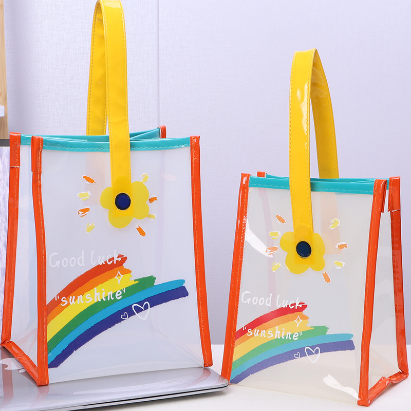 毕业季儿童手提袋彩虹PVC半透明礼品袋生日卡通伴手礼袋果冻包