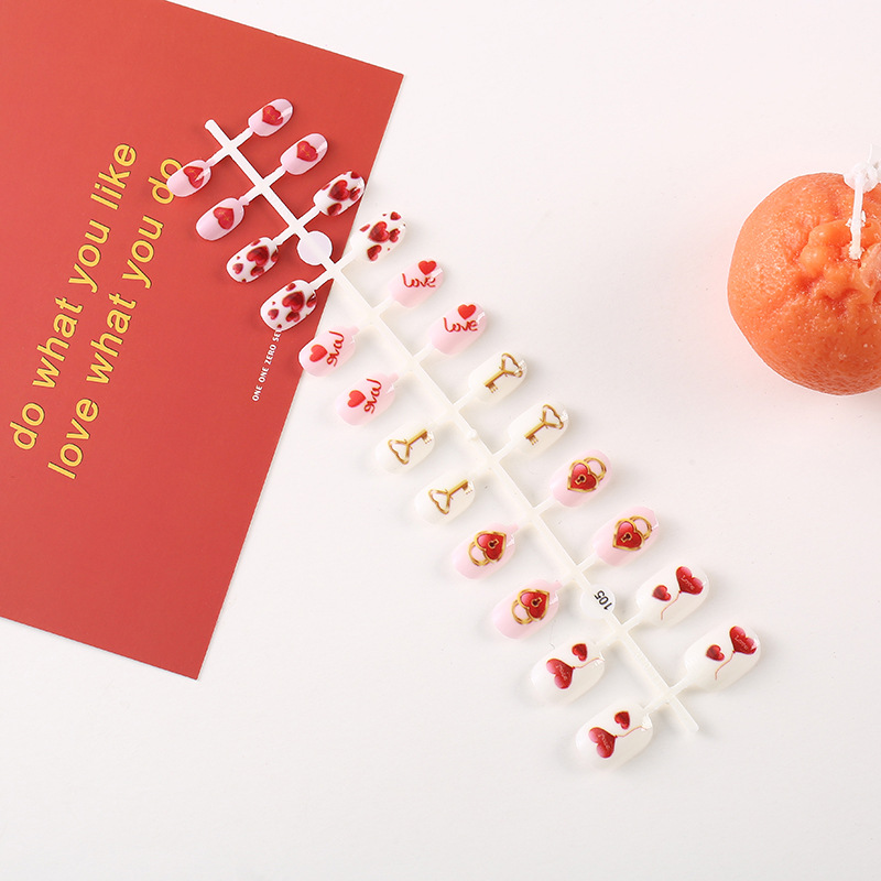 Nuevo desgaste de los niños uñas color amor niños uñas pegatinas patrón simple pintado de uñas en stock comercio exterior exclusivo