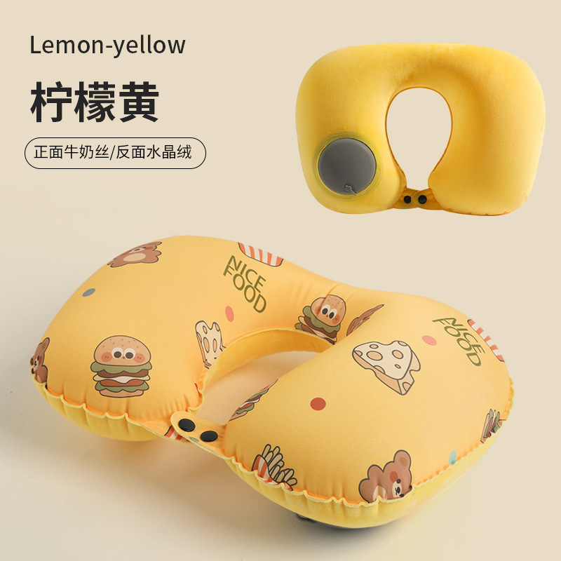 インフレータブルU字型枕、圧力式インフレータブル枕、アウトドア旅行用U字型ネックピロー、旅行用三宝、収納可能、メーカー卸売