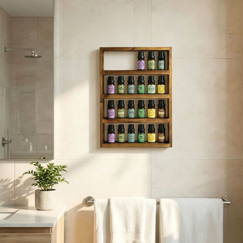 Wooden Wall Storage Rack for Home Use, Essential Oil Bottle Storage and Display Rack, Nail Polish Color Display Rack for Nail Salons Wooden Wall Storage Rack for Home Use, Essential Oil Bottle Storage and Display Rack, Nail Polish Color Display Rack for Nail Salons