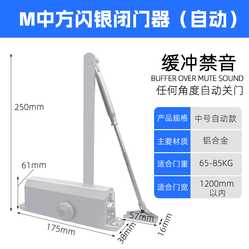 M China Silver Flash Door Closer (Automático) Peso de la puerta 65 - 85KG