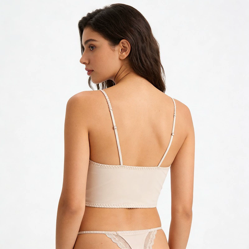 Longline Bustier Vest Bra, Satin Stretch, Removable Soft Wire Cups, Sizes S–XL