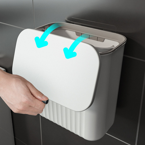 Bathroom trash can, toilet household with lid, wall-mounted sandwich kitchen bucket, toilet flip-top bucket