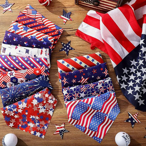 Cross-border pet triangle scarf mouth towel USA Independence Day dog flag mouth towel bib pet supplies wholesale
