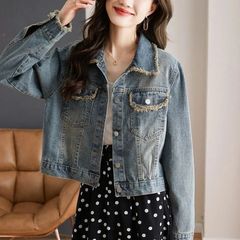 ·牛仔外套女2025早秋新款爆款宽松百搭高腰小个子洋气毛边上衣