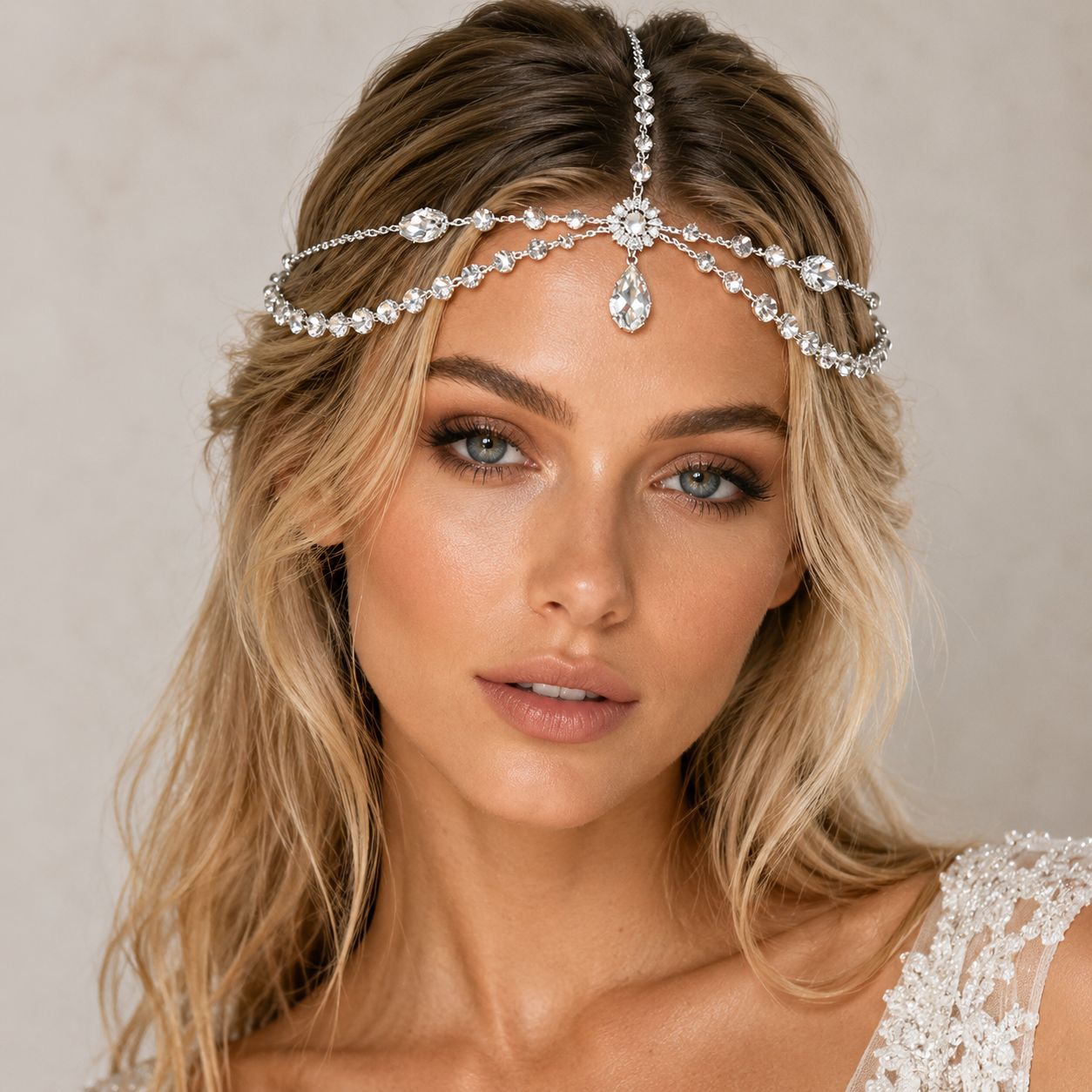 New Style Water Drop Hair Chain, Bohemian Style Princess Style Rhinestone Headpiece, Elegant Wedding Accessories Hair Chain